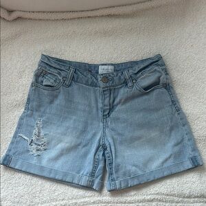 Celebrity Pink Blue Jean Shorts Distressed Relaxed Fit